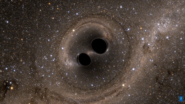SXS simulation of two black holes colliding
