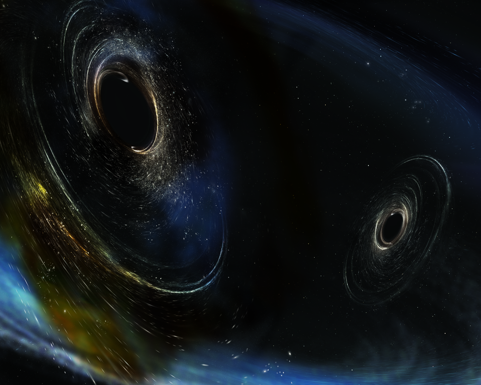 Close Up of Spinning black Holes (artist's conception)