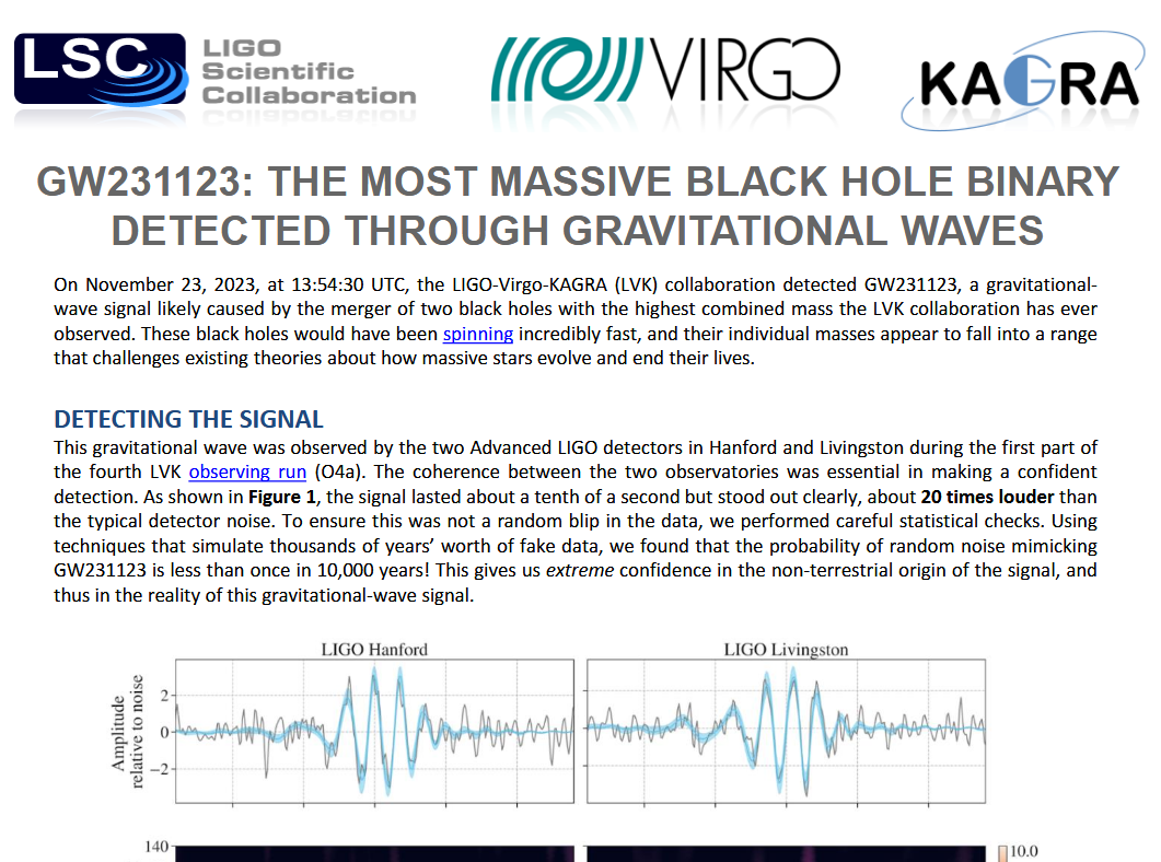 GW231123 Science Summary GW231123 Science Summary